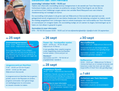 25 september t/m 1 oktober – Week van de Ontmoeting